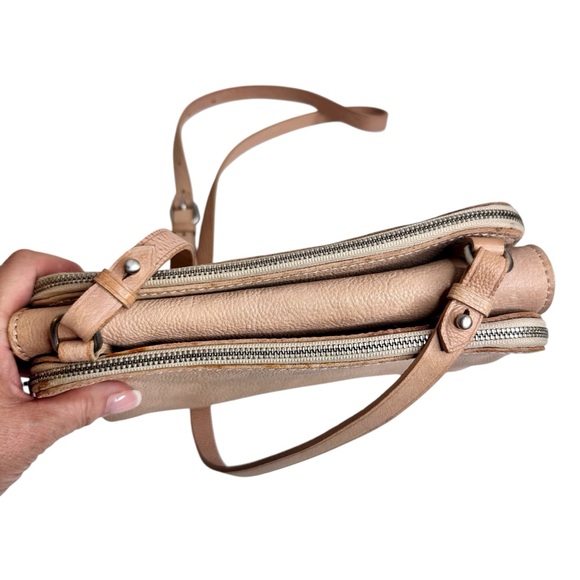 Madewell Twin Pouch Leather Crossbody Bag Washed Leather Light Tan Purse - Picture 10 of 16